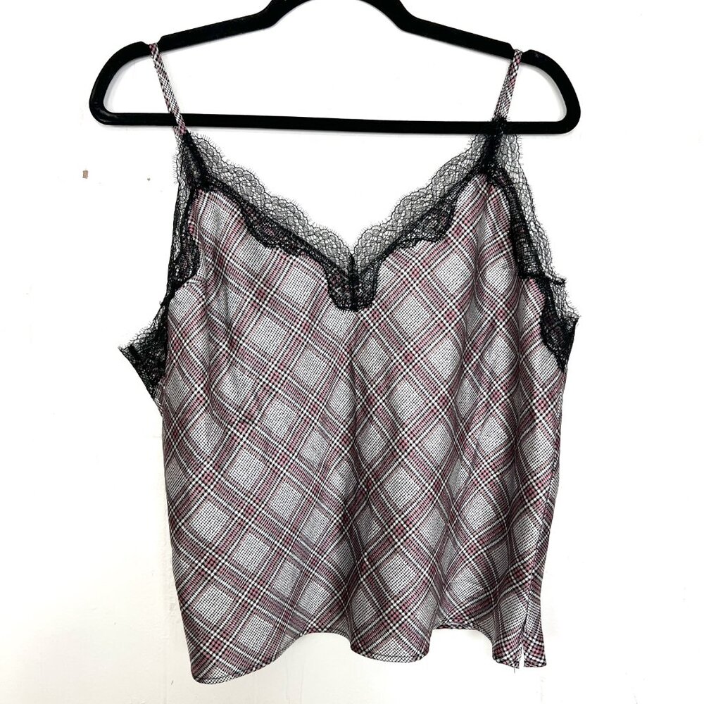 Victoria's Secret Plaid Satin Cami Slip Tank Top Large